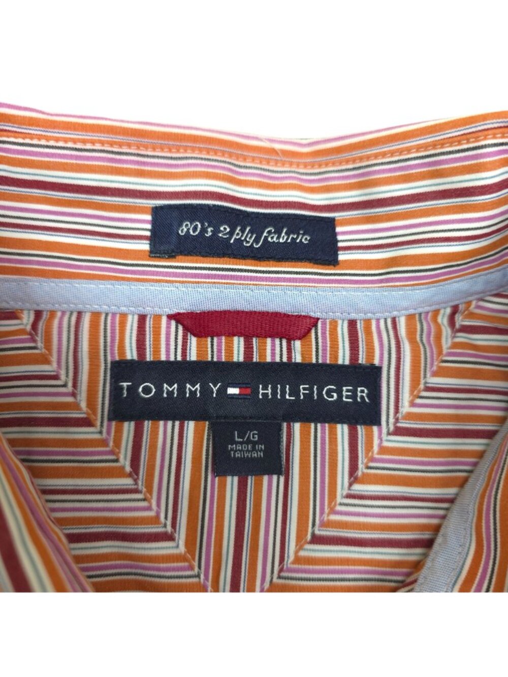 Tommy Hilfiger Mens Long Sleeve Striped Button-Up Shirt Large Cotton Multicolor - Picture 4 of 9